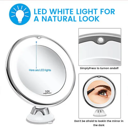 10x Magnifying Makeup Cosmetic Beauty Mirror | With LED Light | 360 HOT