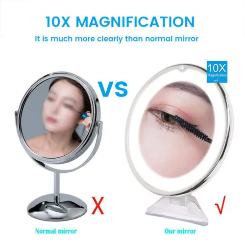 10x Magnifying Makeup Cosmetic Beauty Mirror | With LED Light | 360 HOT