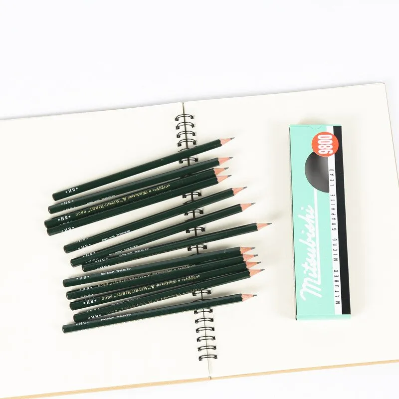 12pcs Japan 9800 Profession Drawing Pencil Set Anti-breaking Lead 2B-8H Sketch Pencils for School Crayon Graphite Art Pencils