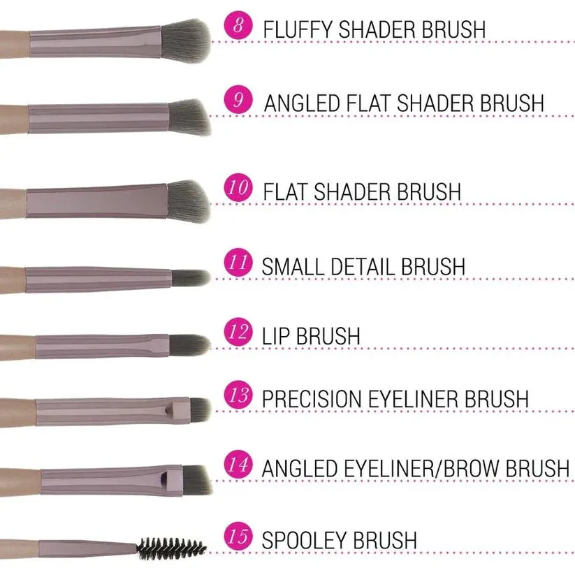15pcs Soft Makeup Brushes with Leather Pouch Eyeliner Eyeshadow Brush Cosmetic Foundation Blush Powder Blending Beauty Makeup Brushes Set