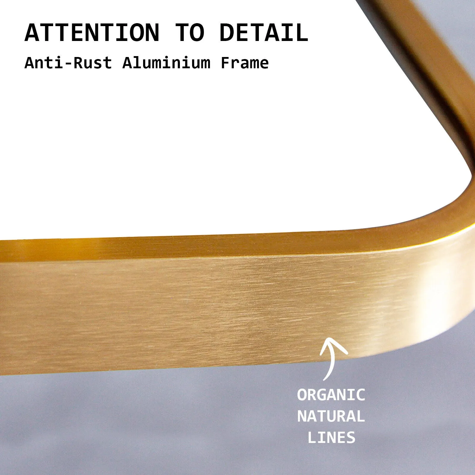 2 Set Wall Arch Mirror | Arc Aluminum Frame | Bathroom | 50x100cm | Gold