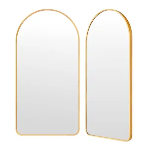 2 Set Wall Arch Mirror | Arc Aluminum Frame | Bathroom | 50x100cm | Gold