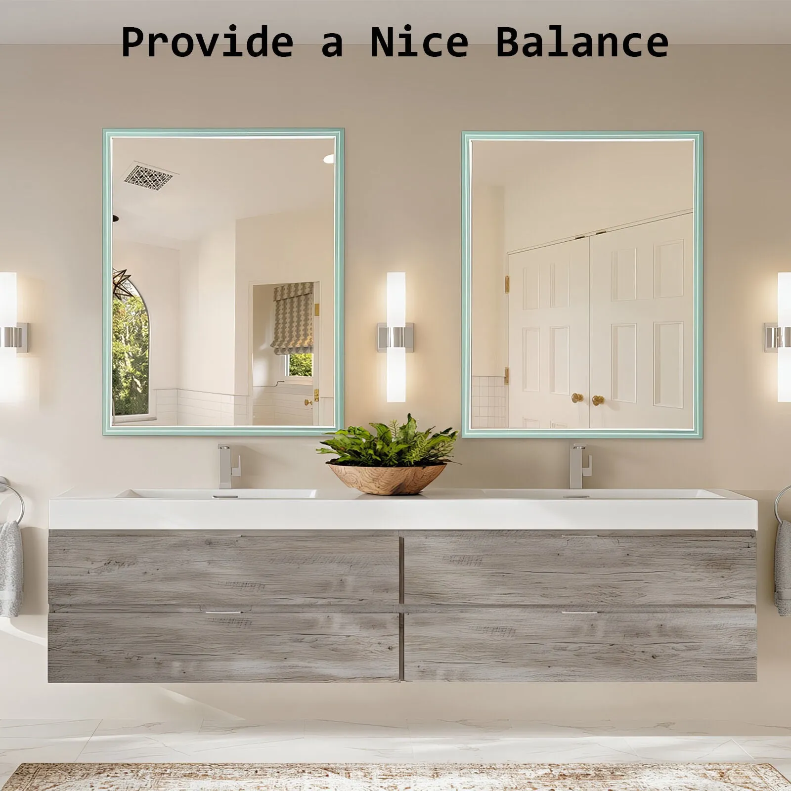 2 Set Wall Mirror | Rectangular Frame | Bathroom | 70x90cm | Turquoise
