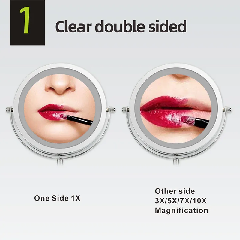 Anyvogue 7in Wall Mounted Smart LED Makeup Mirror Double Sided Touch Dimming Adjustable 3x Magnification Battery Type