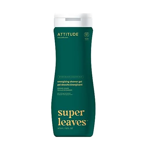 ATTITUDE Body Wash, EWG Verified Shower Gel, Dermatologically Tested, Plant and Mineral-Based, Vegan Personal Care Products, Orange Leaves, 16 Fl Oz