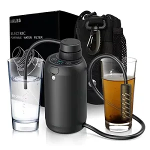 BKLES Electric Portable Water Filter - 0.01 Micron 5-Stage Water Purifier Survival with Emergency Lighting Water Purification System for Camping Backpacking Hiking Travel - BK-2000