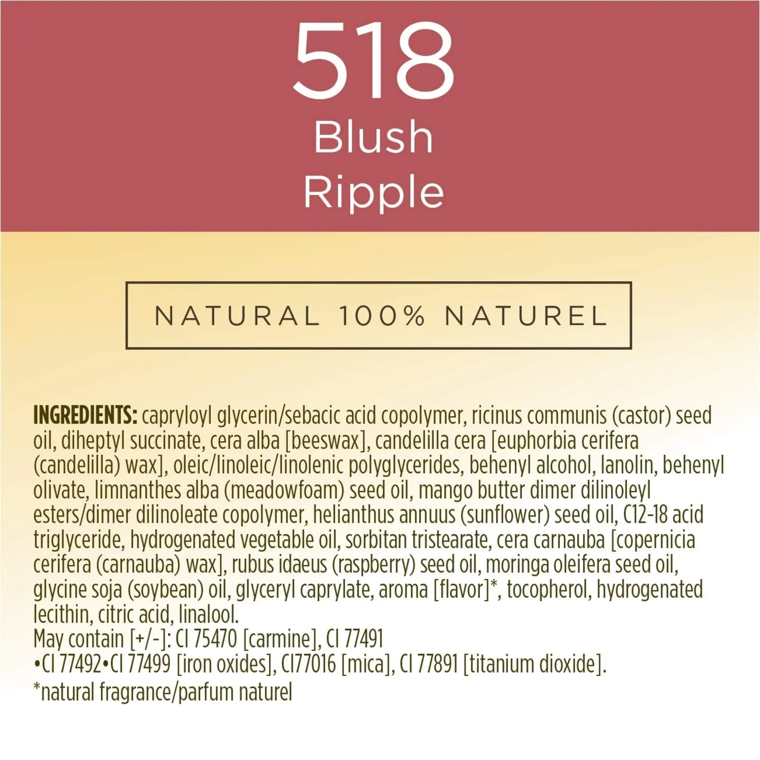 Burts Bees 100% Natural Glossy Lipstick, Blush Ripple - 1 Tube