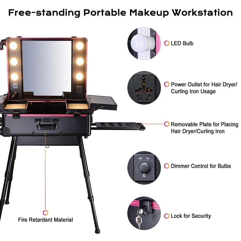 Byootique URStudio Rolling Makeup Case with Lighted Mirror