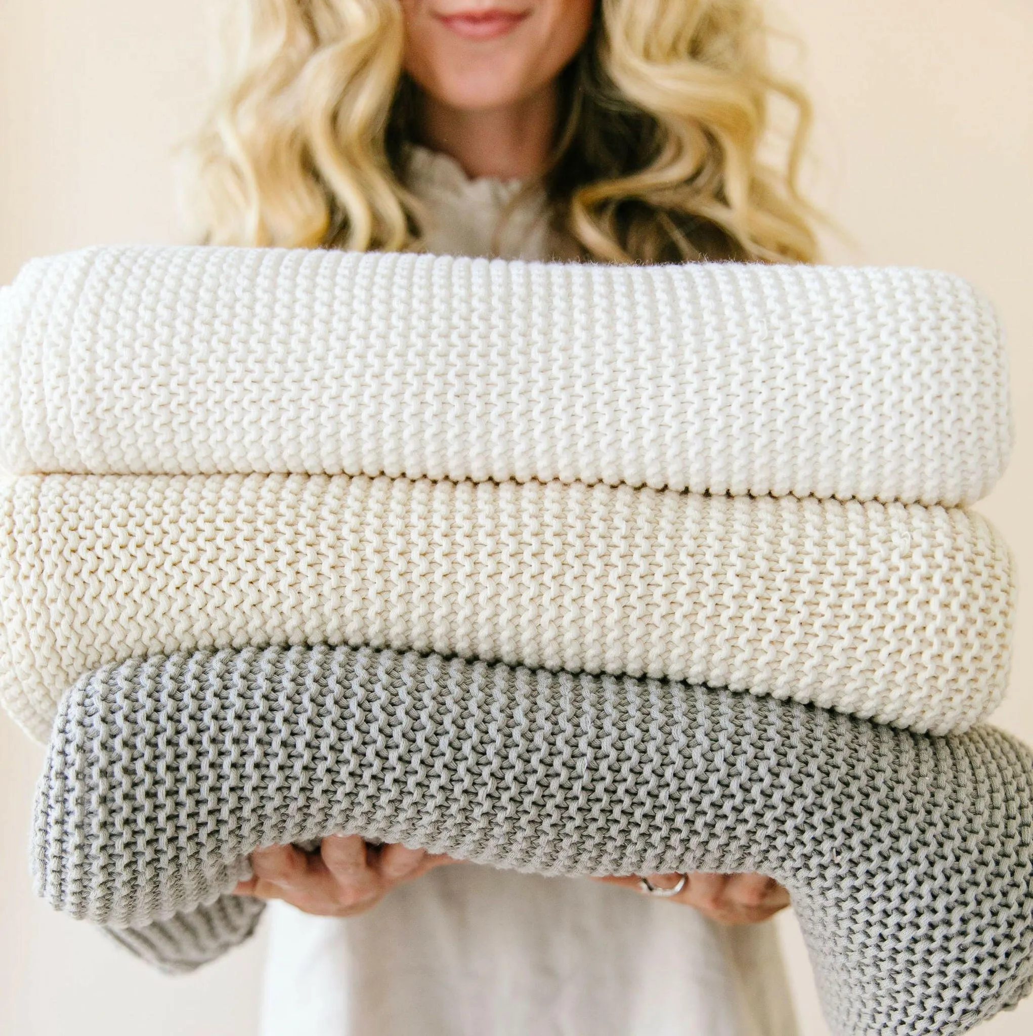 Chunky Knit Throw Blanket - Vanilla Natural