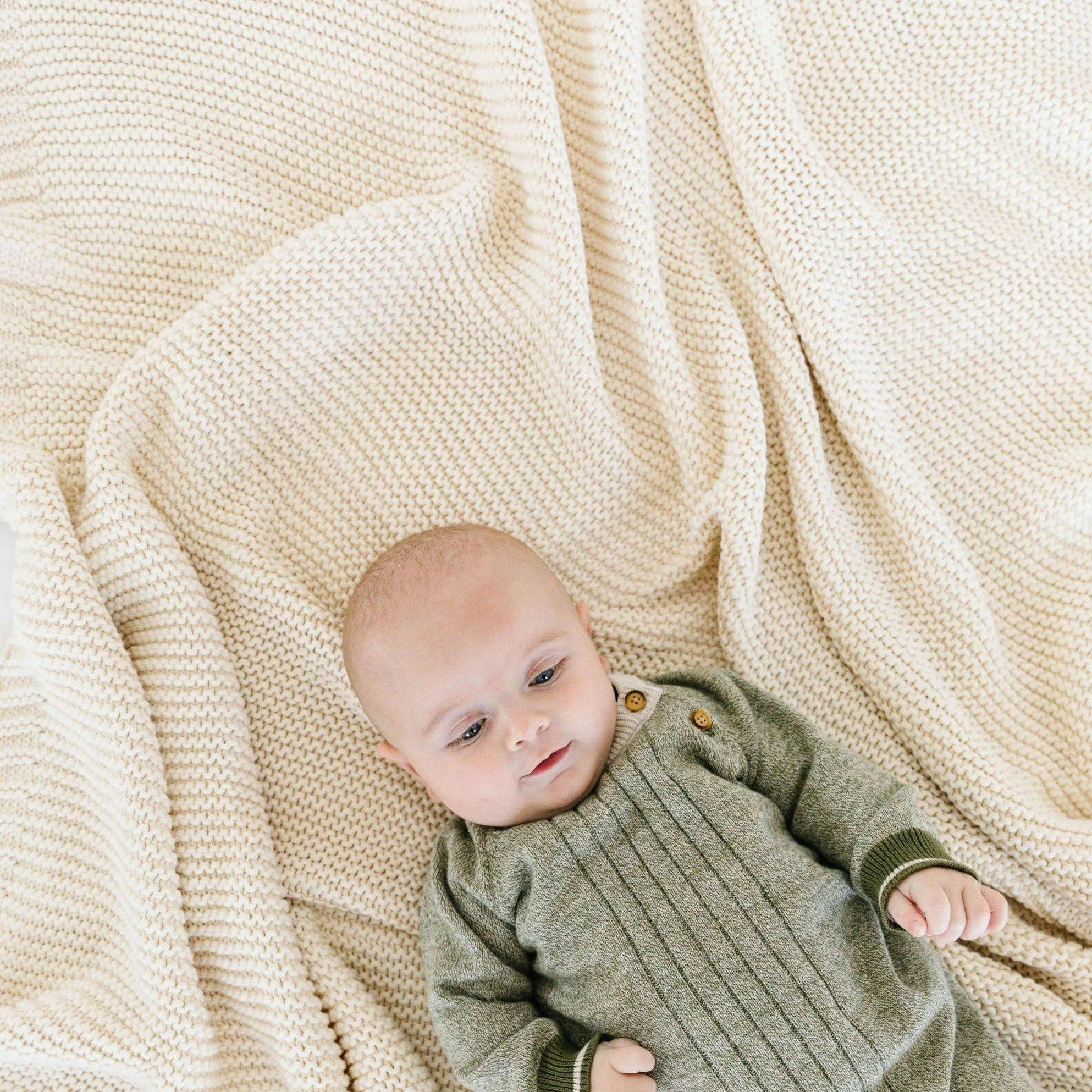 Chunky Knit Throw Blanket - Vanilla Natural