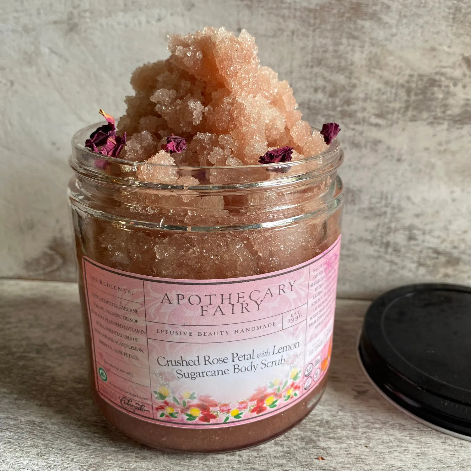 Crushed Rose Petal with Lemon Sugarcane Body Scrub
