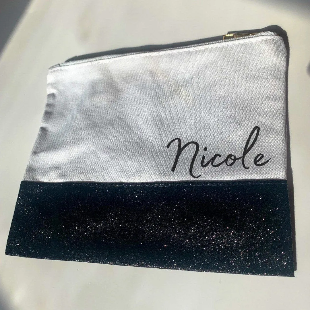 Custom Glitter Makeup bag | Personalized Makeup Bag | Mask Bag | Makeup vanity bag | Custom Bag | Cosmetic Pouch with Name | Pencil Case