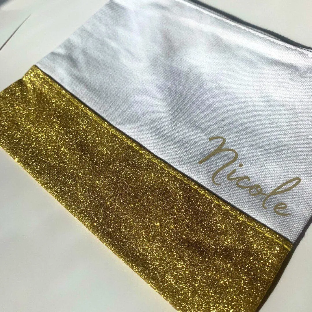 Custom Glitter Makeup bag | Personalized Makeup Bag | Mask Bag | Makeup vanity bag | Custom Bag | Cosmetic Pouch with Name | Pencil Case