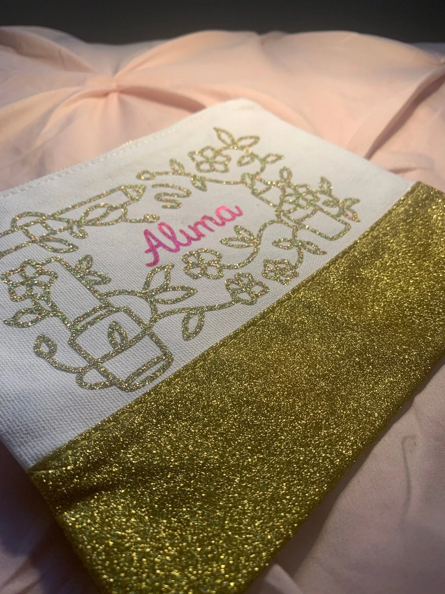 Custom Glitter Makeup bag | Personalized Makeup Bag | Mask Bag | Makeup vanity bag | Custom Bag | Cosmetic Pouch with Name | Pencil Case