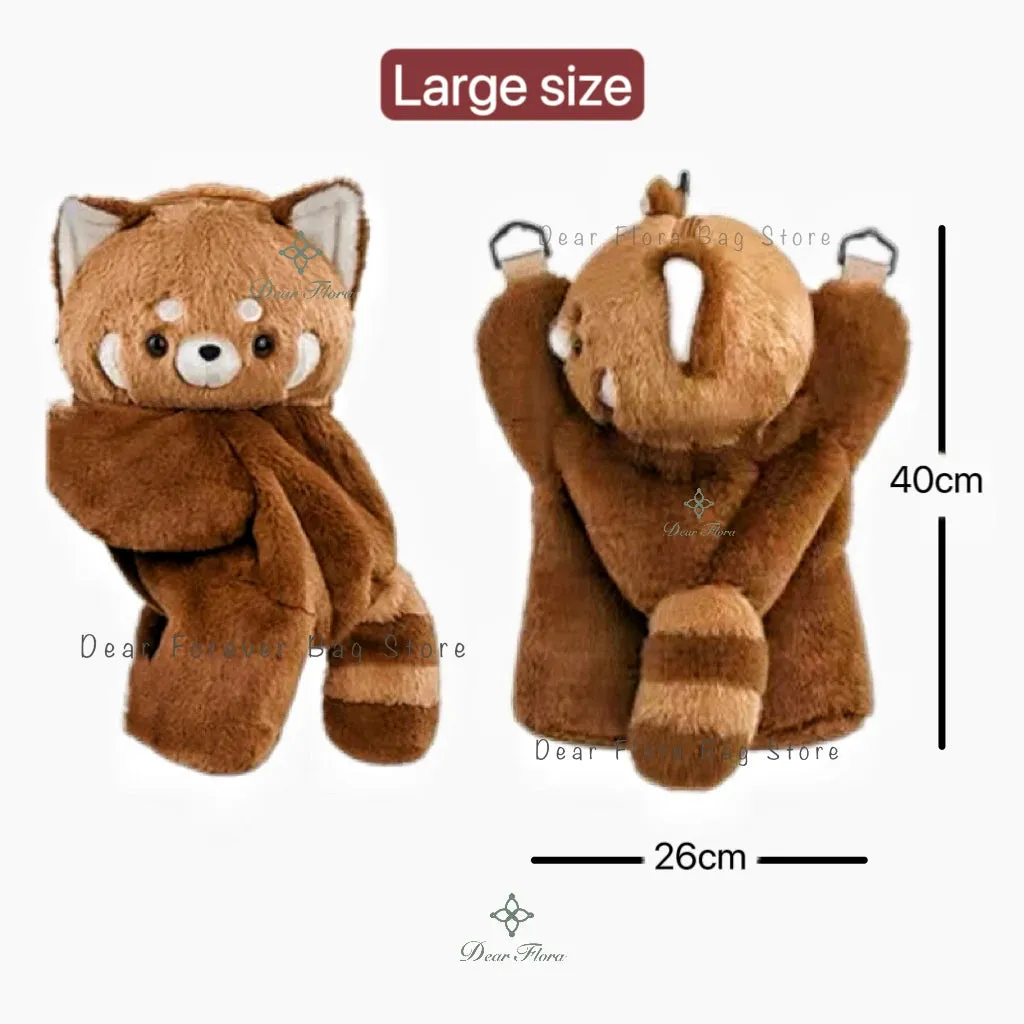 Cute Plush Red Panda Backpack New Hot Personalized Girl Fashion Rucksack Fun Animal Cartoon Knapsack Women Kawaii Crossbody Bags