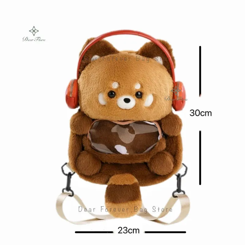 Cute Plush Red Panda Backpack New Hot Personalized Girl Fashion Rucksack Fun Animal Cartoon Knapsack Women Kawaii Crossbody Bags