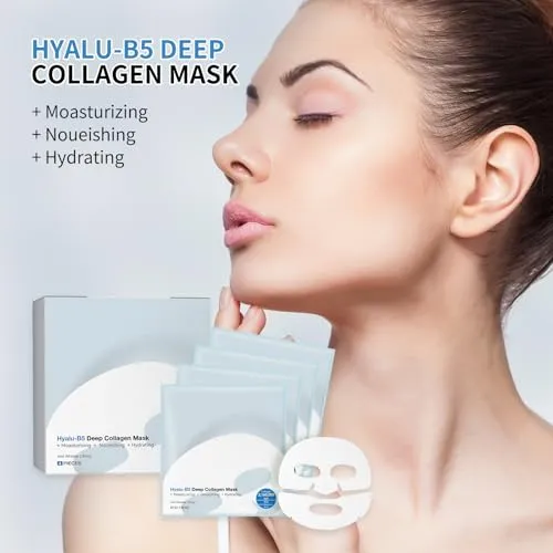 Deep Collagen Overnight Mask, Deep Collagen Anti Wrinkle Lifting Mask, Facial Hydrogel Masks,Moisturizing Face Mask for Improve Elasticity Smooth & Tight Skin (4 Pack) (BLUE)