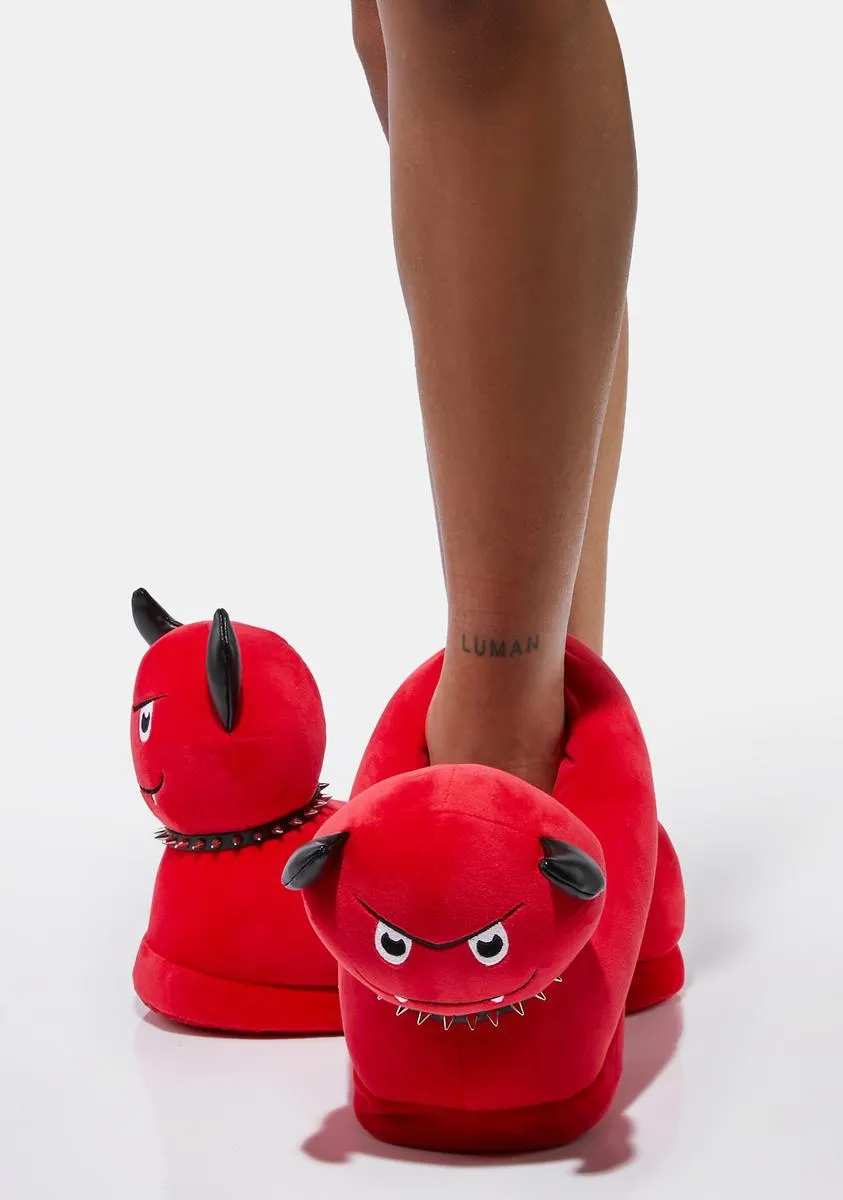 Devil May Care Plush Slippers