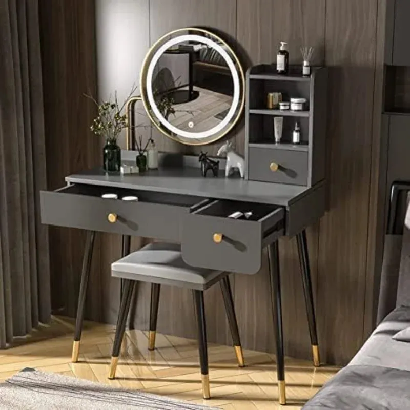 DOLILO 35" Vanity Desk with Mirror and Lights
