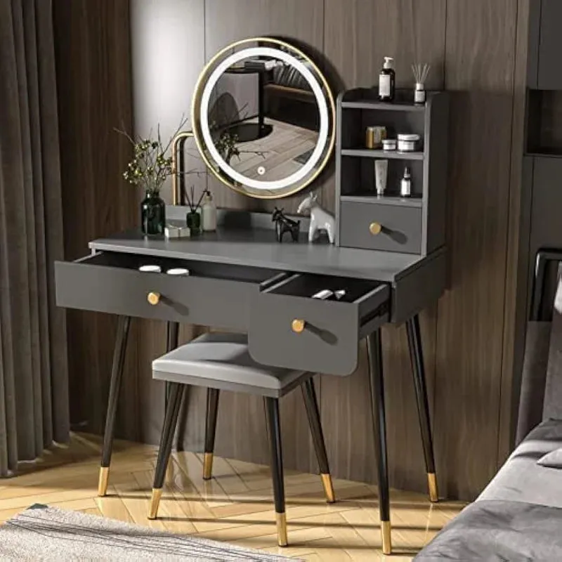 DOLILO 35" Vanity Desk with Mirror and Lights