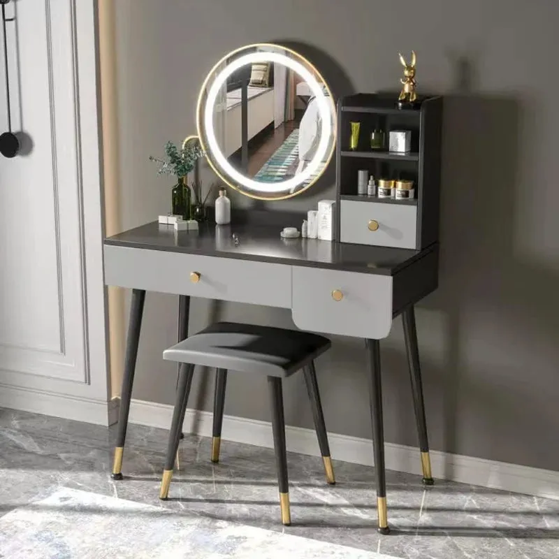 DOLILO 35" Vanity Desk with Mirror and Lights