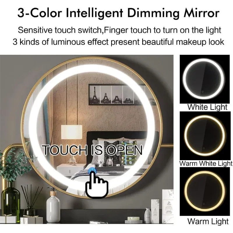 DOLILO 35" Vanity Desk with Mirror and Lights