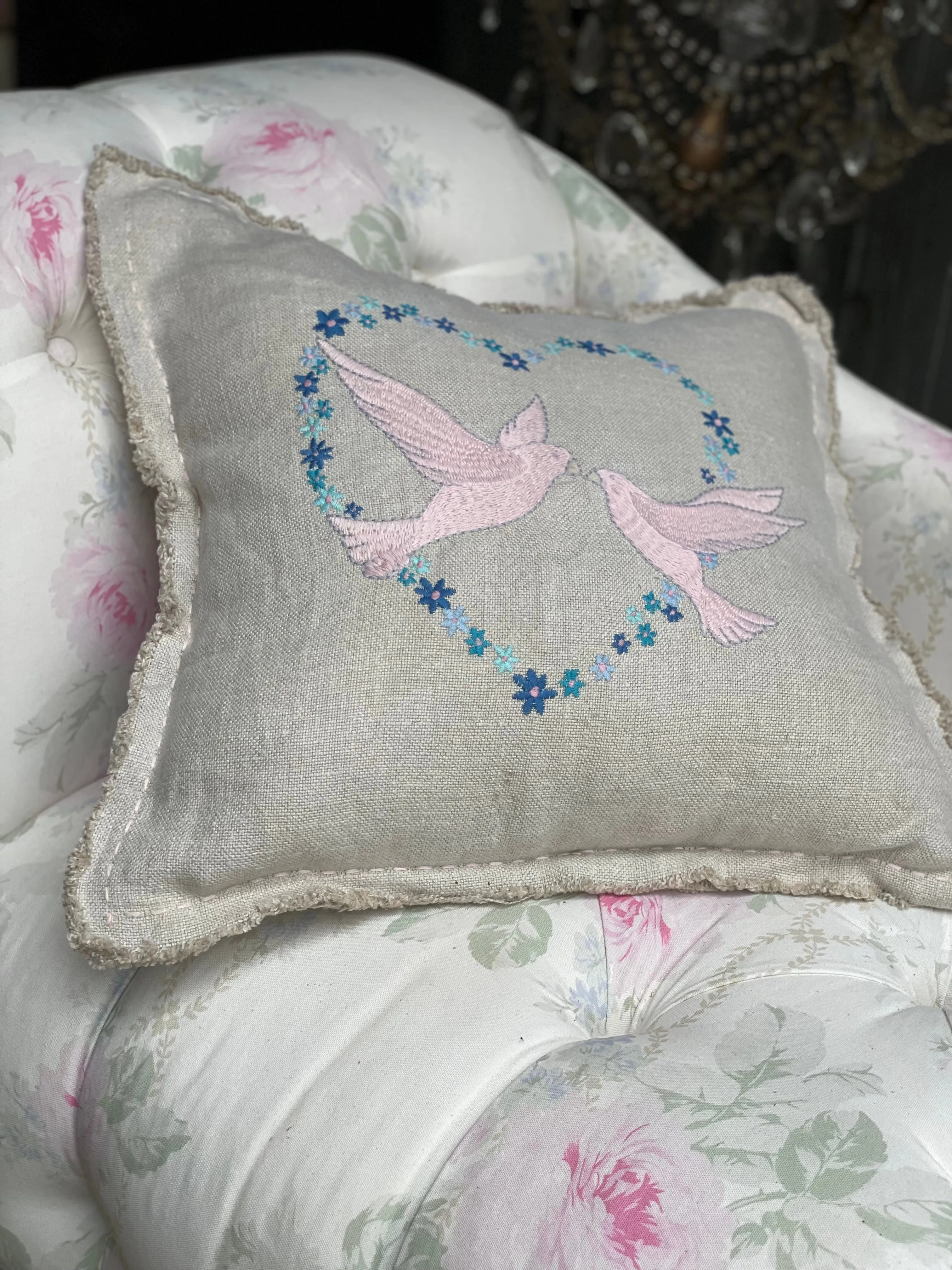 Dove Embroidered Pillow
