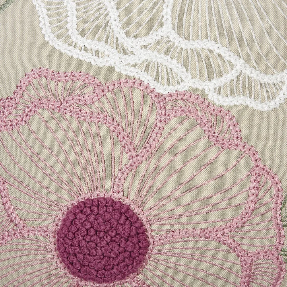 Embroidered Decorative Cushion Cover, Outline Floral