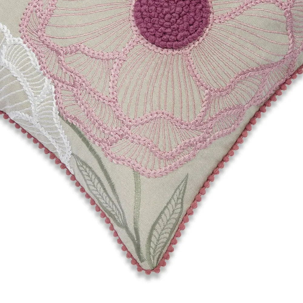 Embroidered Decorative Cushion Cover, Outline Floral