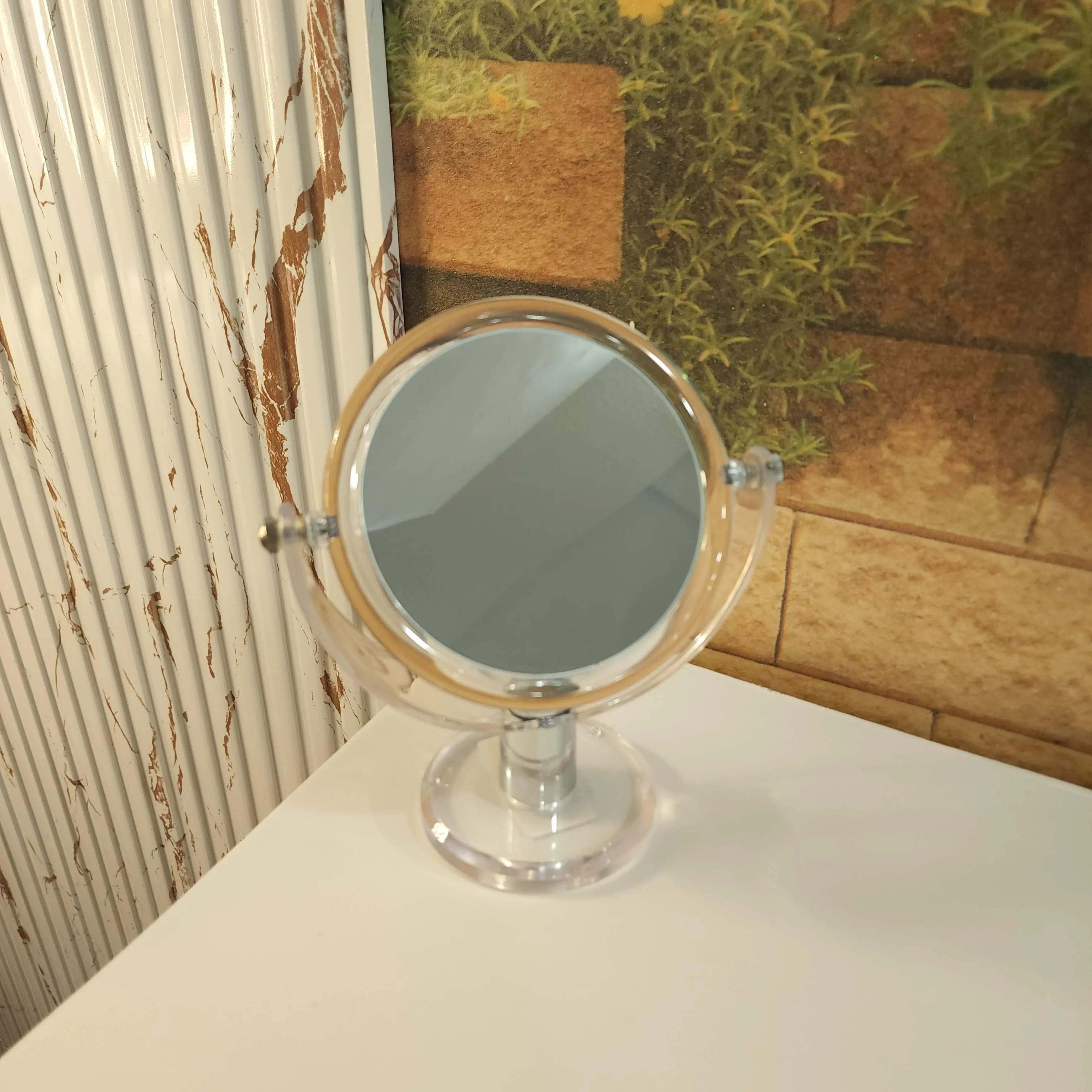 Foldable Make Up Mirror, Hand Mirror, Magnifying Mirror for Cosmetic Use, Stand Mirror, Mirror with Stand Acrylic, Transparent