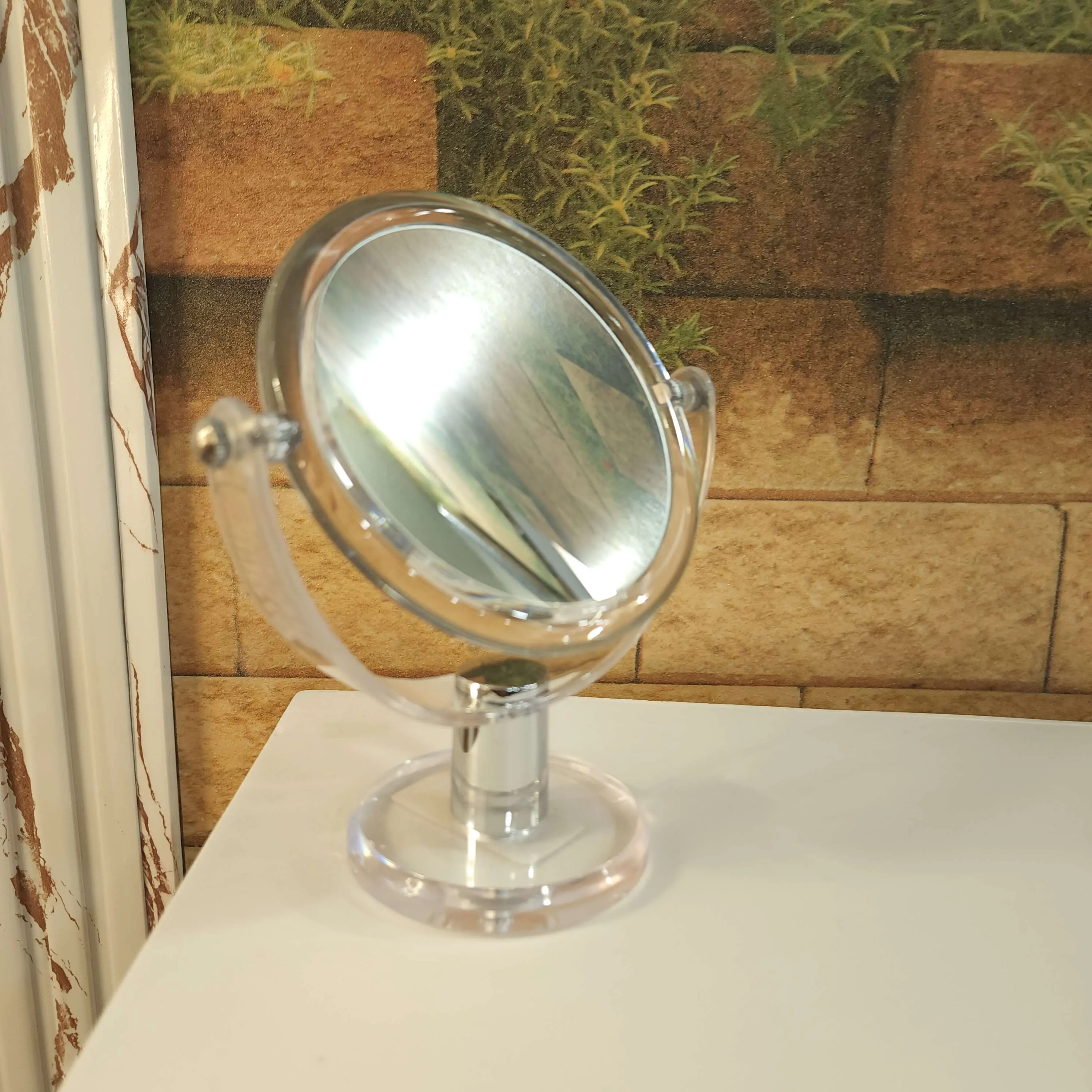 Foldable Make Up Mirror, Hand Mirror, Magnifying Mirror for Cosmetic Use, Stand Mirror, Mirror with Stand Acrylic, Transparent