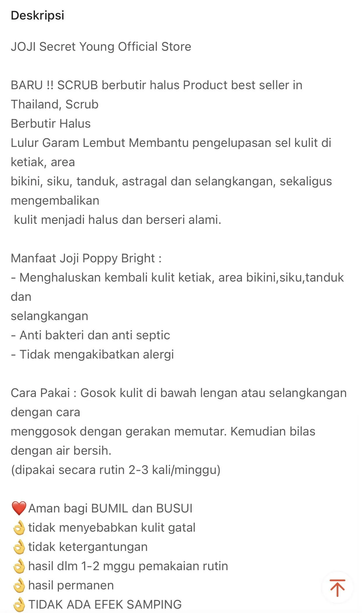 Joji Secret Young Thailand Poppy Bright/Underarm and bikini line silky Whipp Brightening Scrub 100g