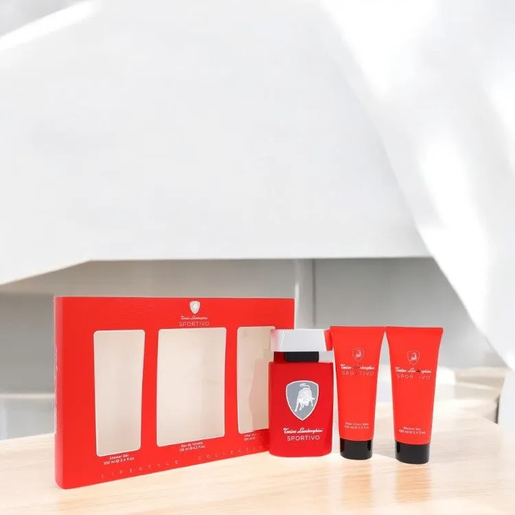 Lamborghini Sportivo by Tonino Lamborghini Gift Set - 4.2 oz Eau De Toilette Spray   3.4 oz Shower Gel   3.4 oz After Shave Balm