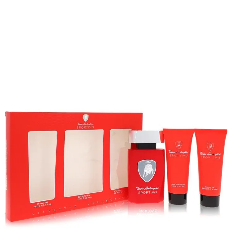 Lamborghini Sportivo by Tonino Lamborghini Gift Set - 4.2 oz Eau De Toilette Spray   3.4 oz Shower Gel   3.4 oz After Shave Balm