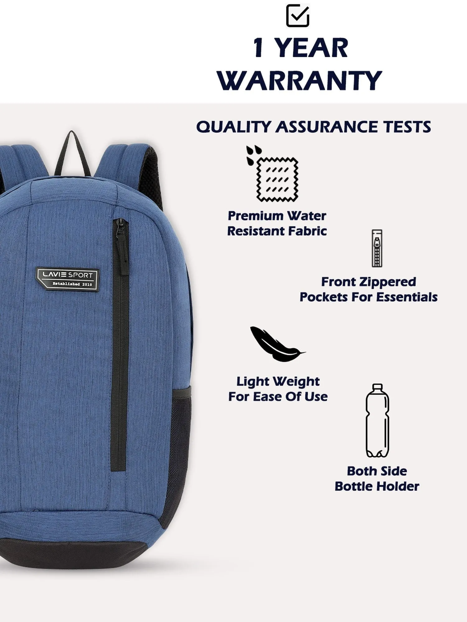Lavie Sport 22L Ledge Casual Backpack for Girls and Boys|Men & Women Navy