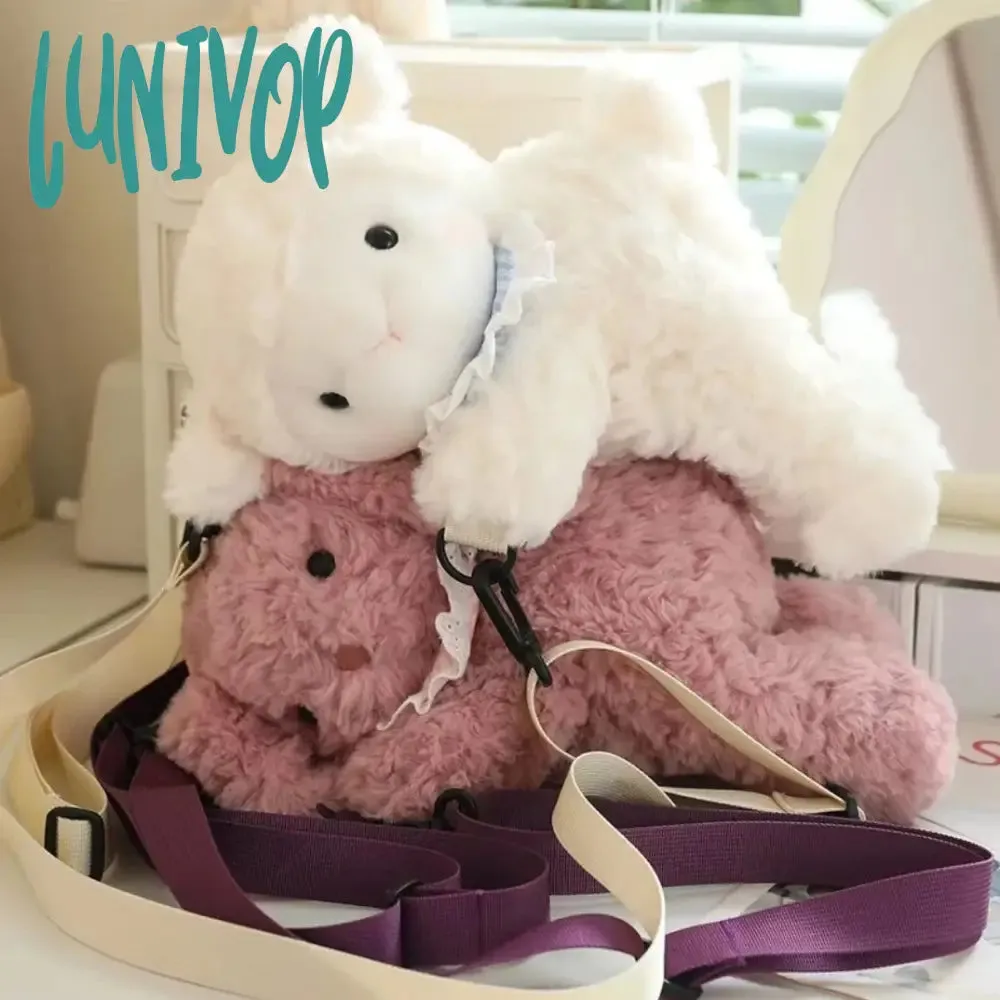 Lunivop 30cm Kawaii lamb Plush Backpack cute Fashion Plushie Doll Shoulder Bag Mini Knapsack Bags Girlfriend Birthday Christmas Gifts