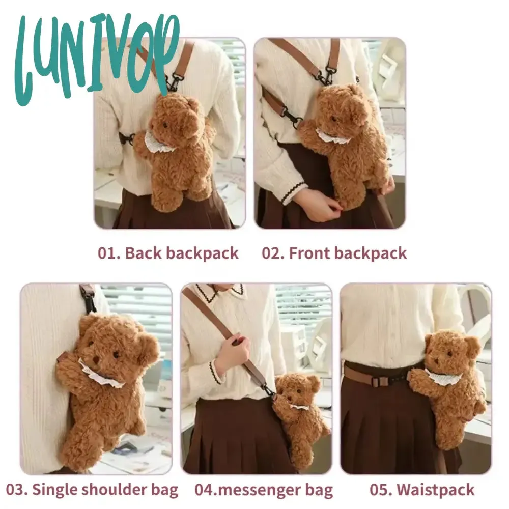 Lunivop 30cm Kawaii lamb Plush Backpack cute Fashion Plushie Doll Shoulder Bag Mini Knapsack Bags Girlfriend Birthday Christmas Gifts