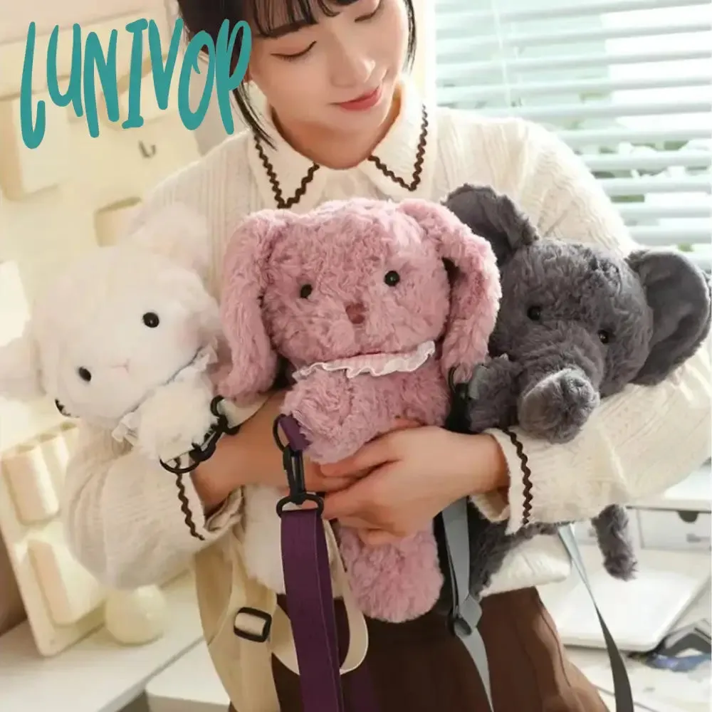 Lunivop 30cm Kawaii lamb Plush Backpack cute Fashion Plushie Doll Shoulder Bag Mini Knapsack Bags Girlfriend Birthday Christmas Gifts