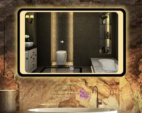 Modern Glass Wall Mounted Rectangular Backlit Led Mirror with Touch Sensor | Bathroom Mirror with Led Lights | Stylish Long Mirror for Bedroom Washbasin Lighting Mirror (Triple Light, 18 x 24 Inch)