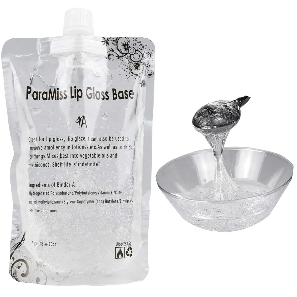 PARAMISS Lip Gloss Base 10 Ounce (350 ML) Clear Lip Gloss Non-Stick Moisturizing Versagel lip gloss base DIY Handmade Lip Gloss Lip Balms Lip Plumper Making Organic Lip Gloss Supplies . (A)