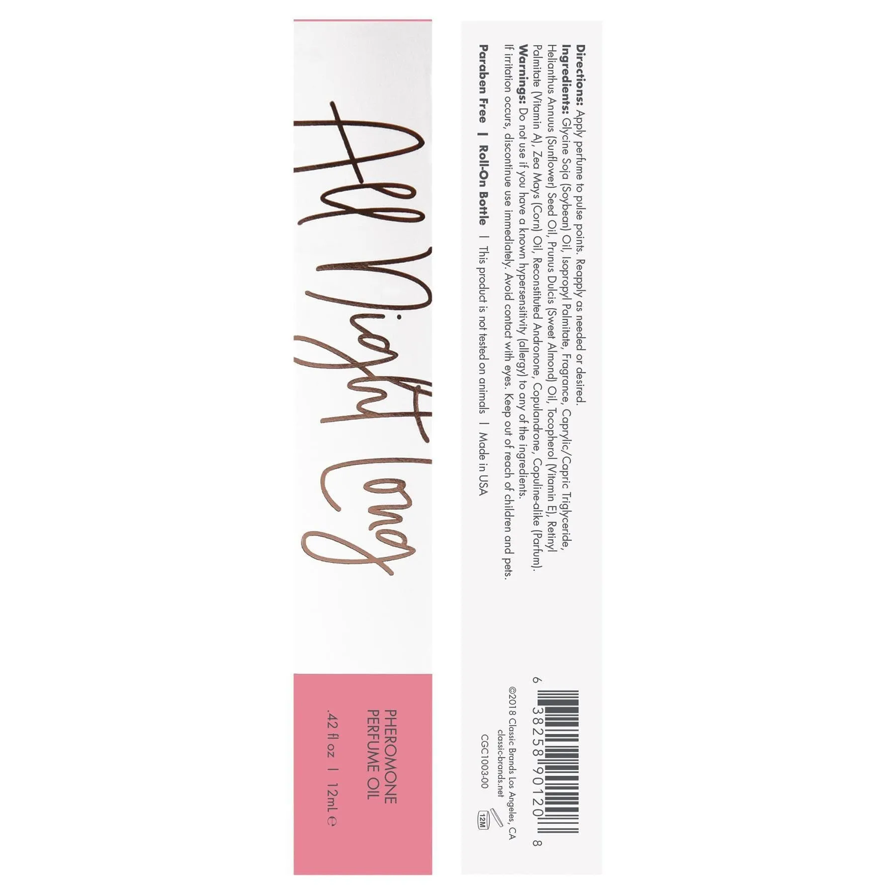 Perfume Oil with Pheromones All Night Long .42 Fl Oz
