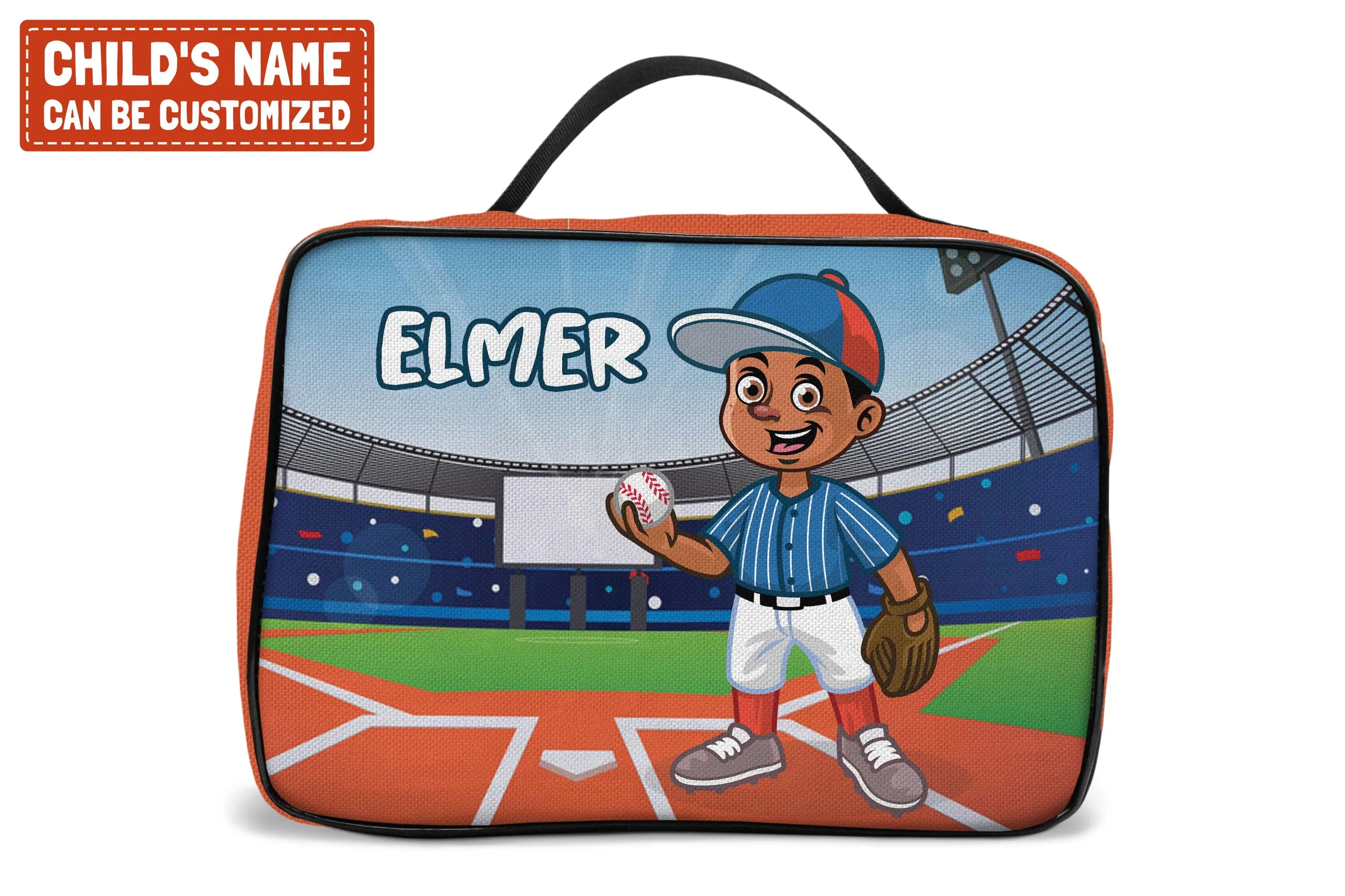 Personalized Little Afro Baseball Player Kid Backpack And Lunch Bag Set