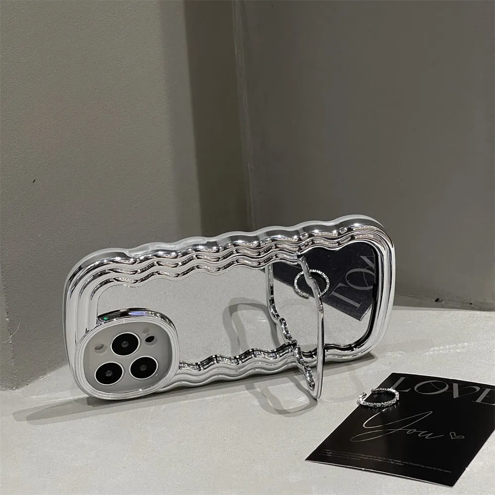 Plating Irregular Mirror Bracket Case For iPhone
