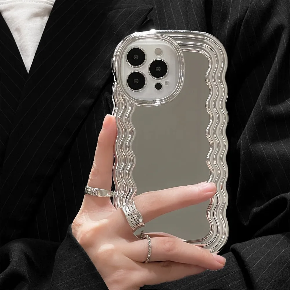 Plating Irregular Mirror Bracket Case For iPhone