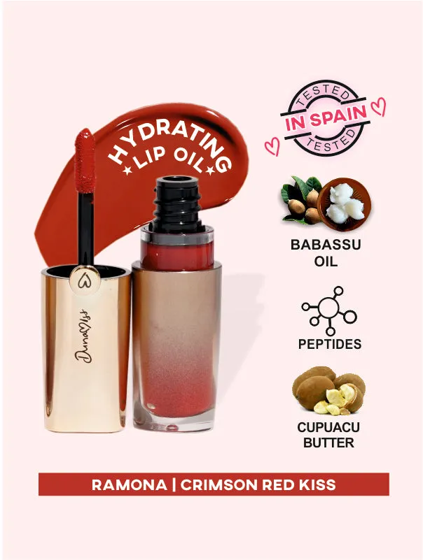 Ramona Hydrating Lip Oil Gloss Crimson Red Kiss