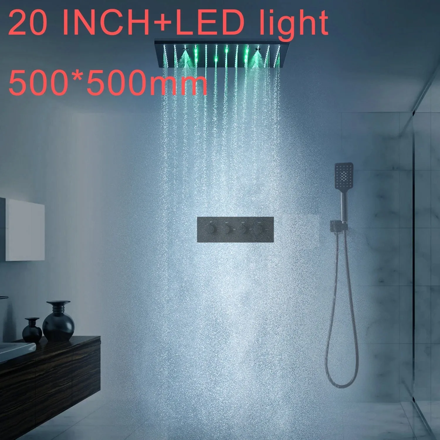 SKY RAIN High-Quality Black Massage Shower Head Panel