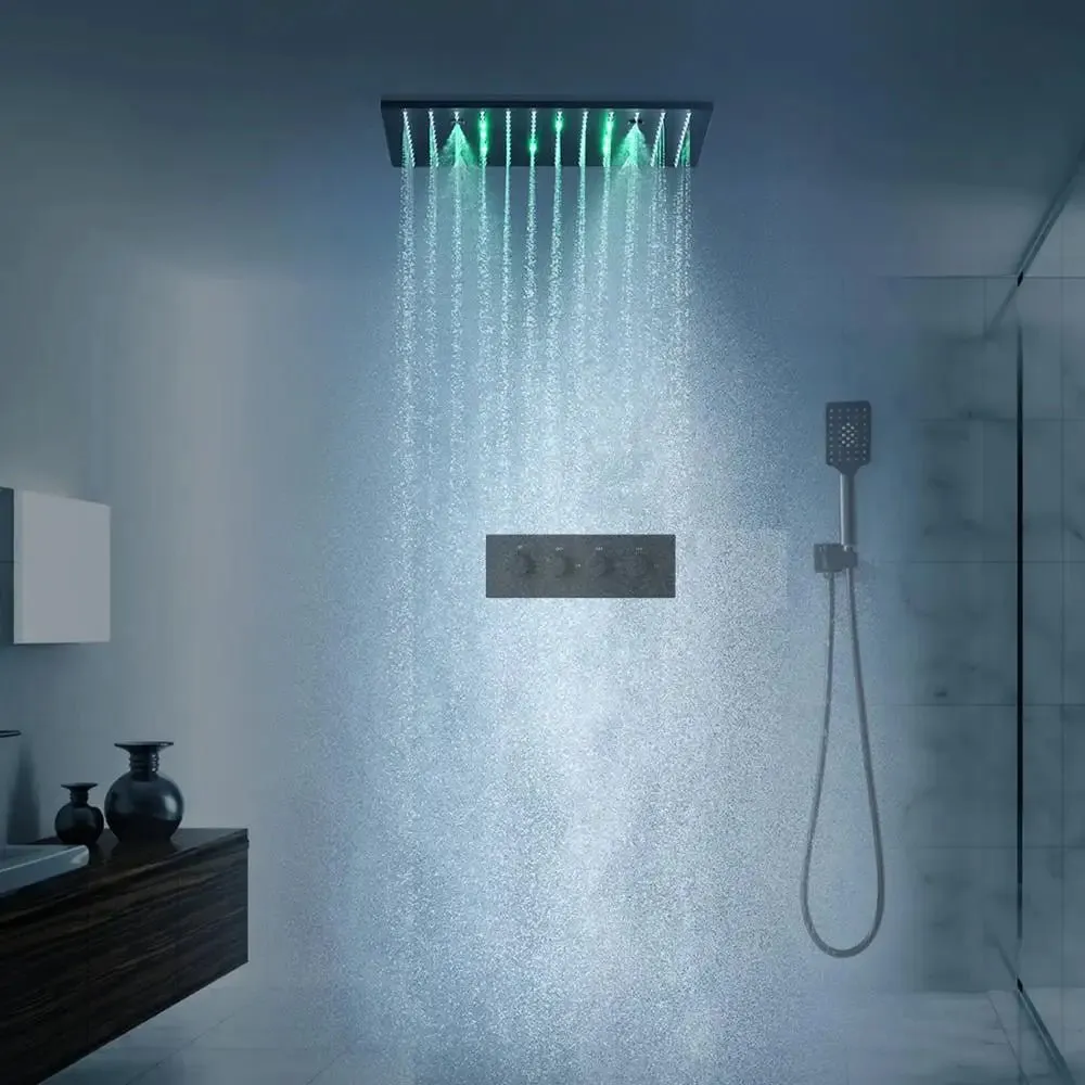 SKY RAIN High-Quality Black Massage Shower Head Panel
