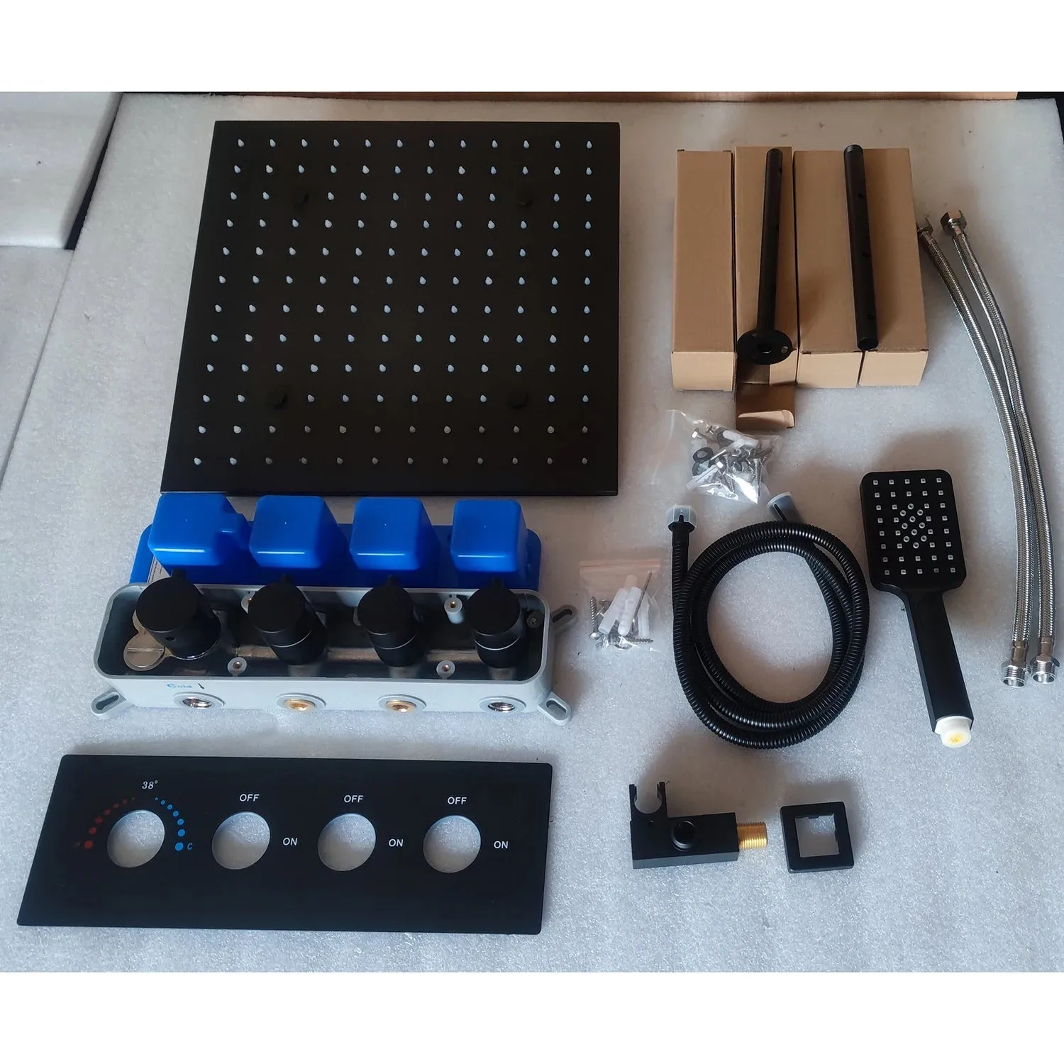 SKY RAIN High-Quality Black Massage Shower Head Panel