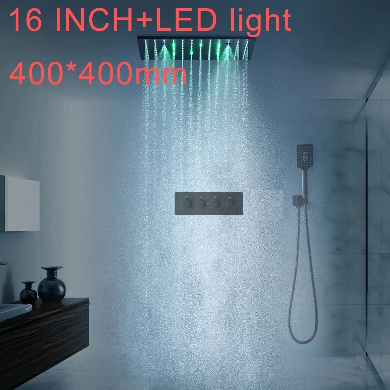 SKY RAIN High-Quality Black Massage Shower Head Panel