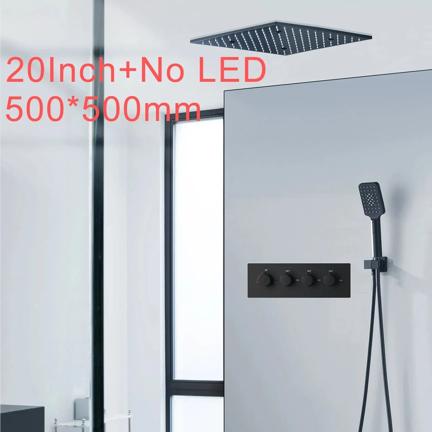 SKY RAIN High-Quality Black Massage Shower Head Panel